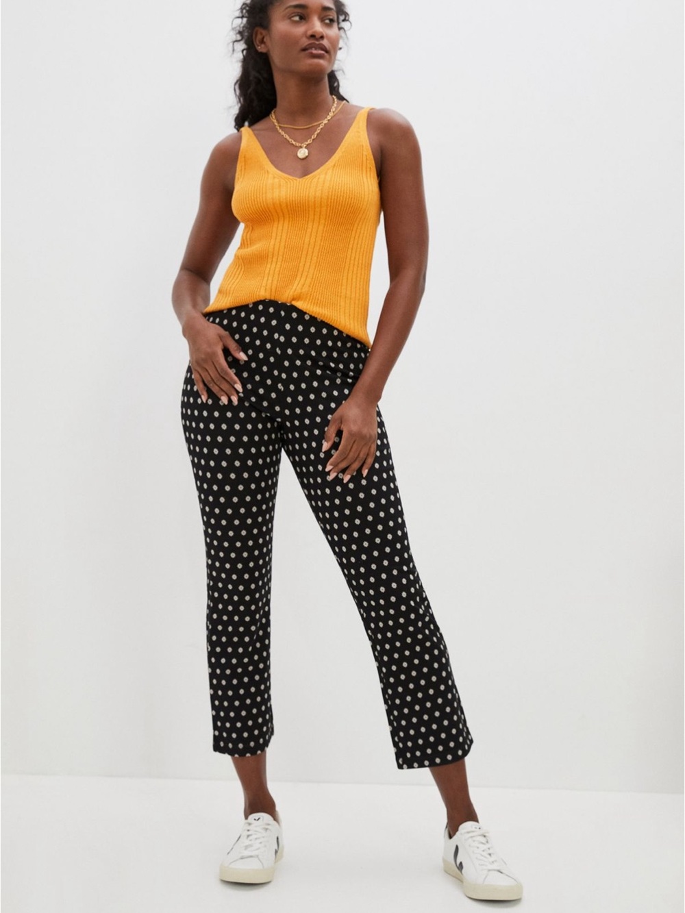 Anthropologie Mikayla Black Polka Dot Cropped Pants